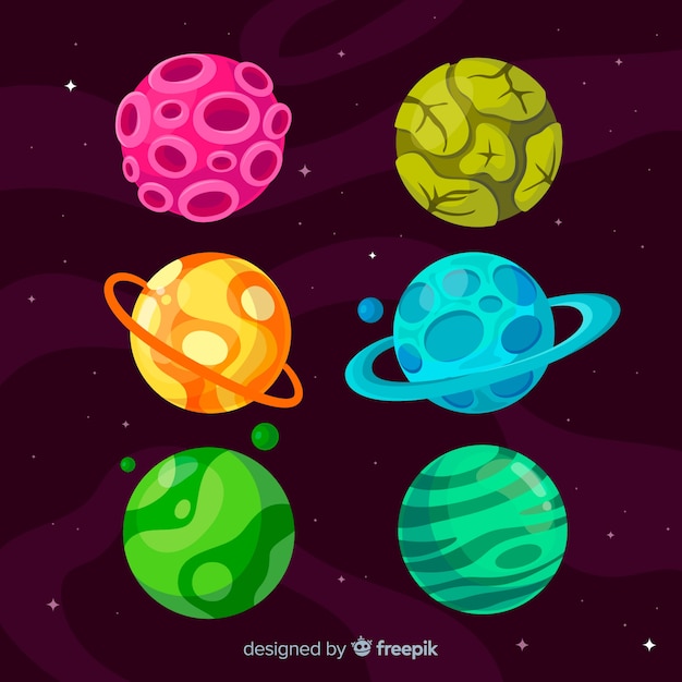 Colección de planetas de diseño plano
