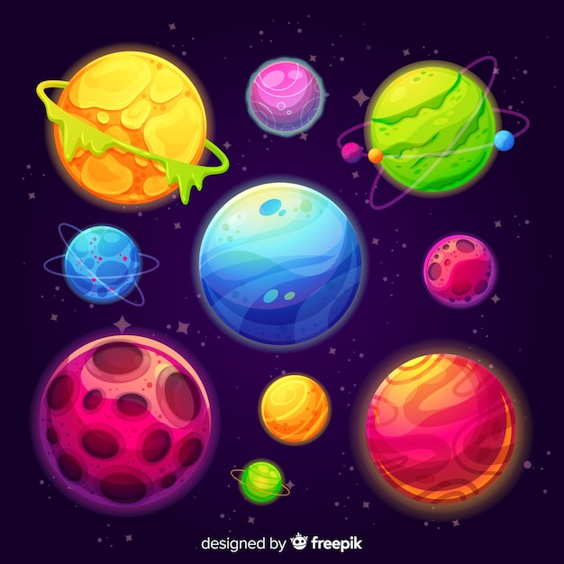 Vector gratuito colección de planetas de diseño plano