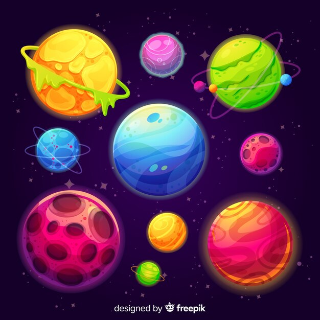 Colección de planetas de diseño plano