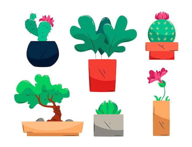 Vector gratuito colección de plantas de interior dibujadas a mano