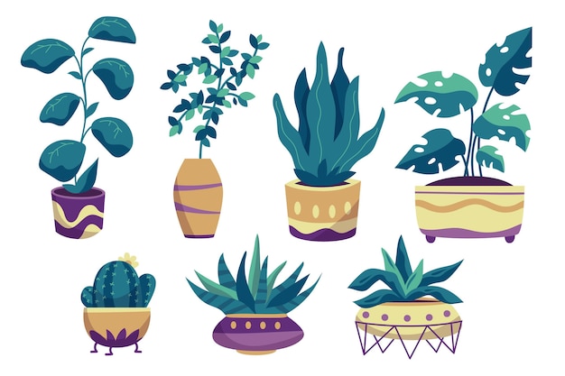 Vector gratuito colección de plantas de interior dibujadas a mano