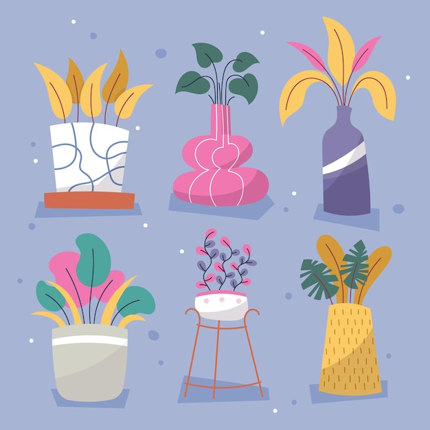 Vector gratuito colección de plantas de interior dibujadas a mano