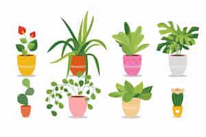 Vector gratuito colección de plantas de interior planas orgánicas