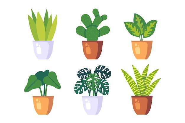 Vector gratuito colección de plantas de interior planas