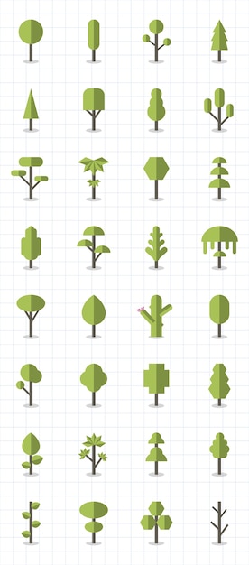 Vector gratuito colección de plantas y vectores de árboles