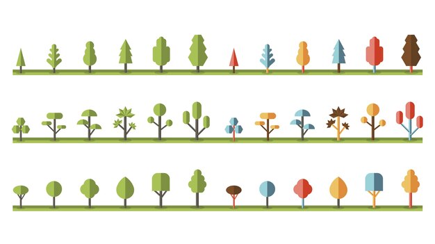 Colección de plantas y vectores de árboles