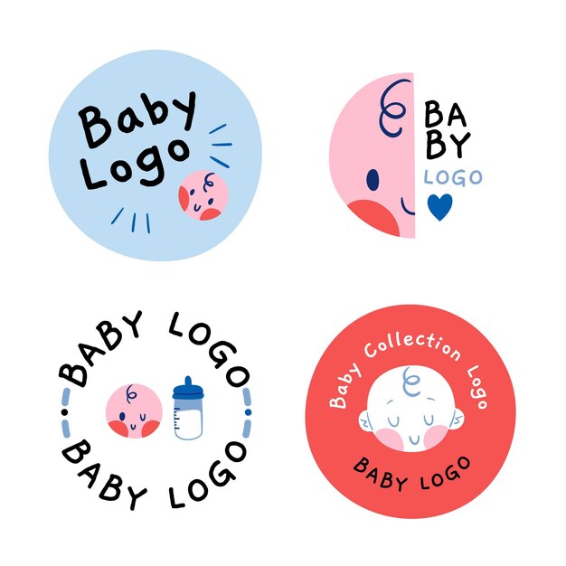 Colección de plantilla de logotipo circular de bebé