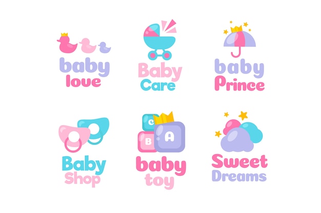 Colección de plantilla de logotipo de elementos de bebé