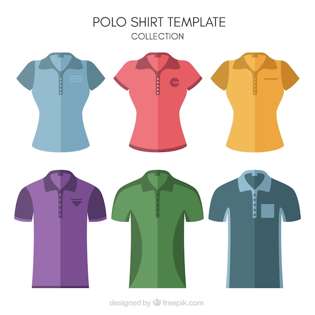 Colección de plantillas de camiseta de polo de hombre y mujer