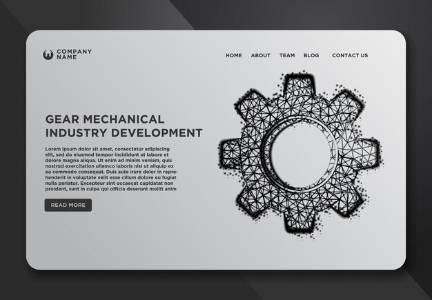 Colección de plantillas de diseño de página web de Gear Mechanical Cog Wheel Abstract Wireframe de puntos y líneas Vector Illustration