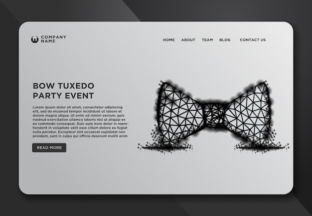 Colección de plantillas de diseño de páginas web de bow tie tuxedo party event abstract wireframe de puntos y líneas vector illustration