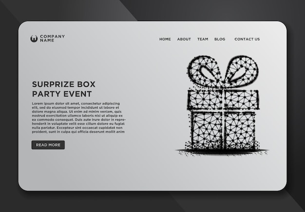 Colección de plantillas de diseño de páginas web de gift box celebration abstract wireframe de puntos y líneas vector illustration