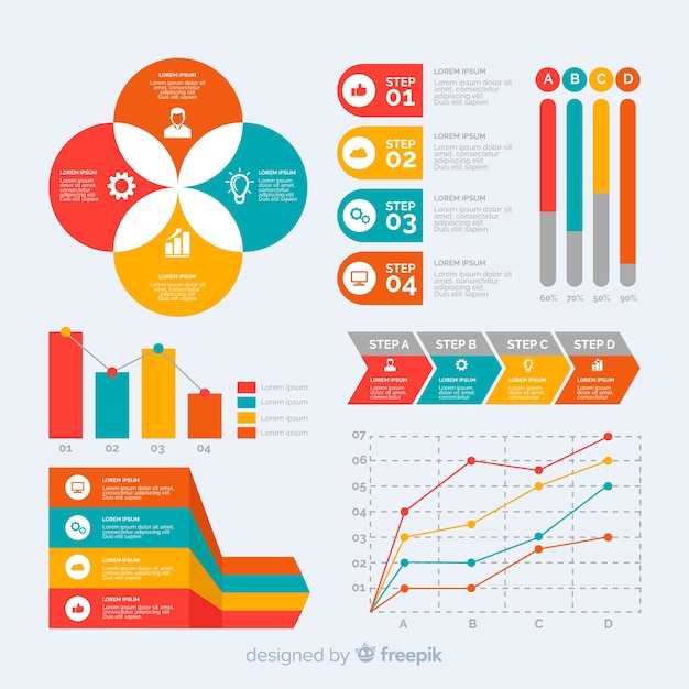 Colección de plantillas de elementos de infografía en diseño plano