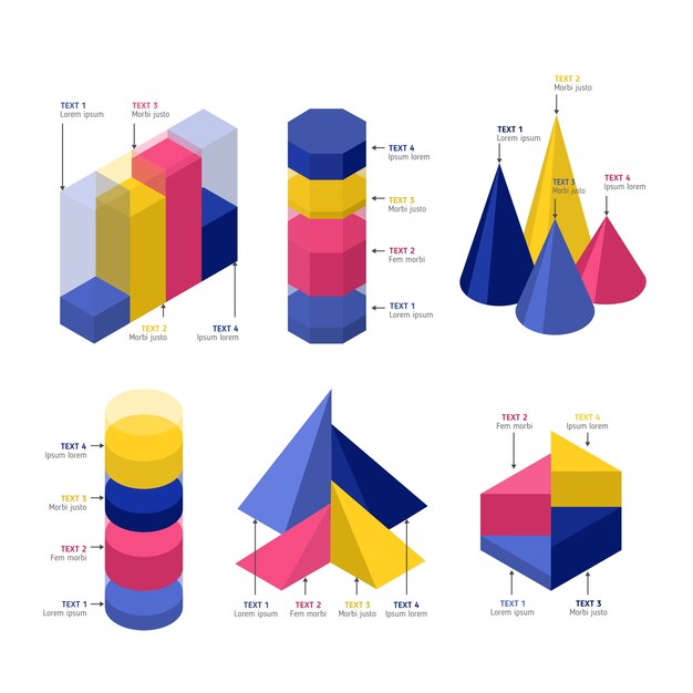 Colección de plantillas de elementos de infografía isométrica