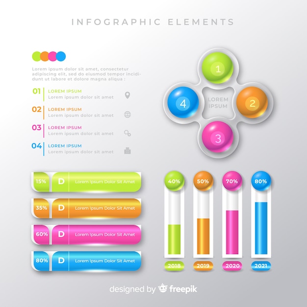 Colección de plantillas de elementos de infografías coloridos