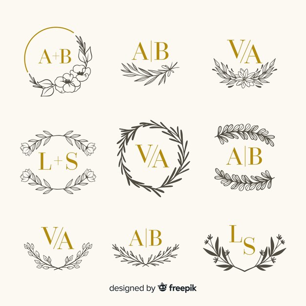 Colección de plantillas de grabado para bodas