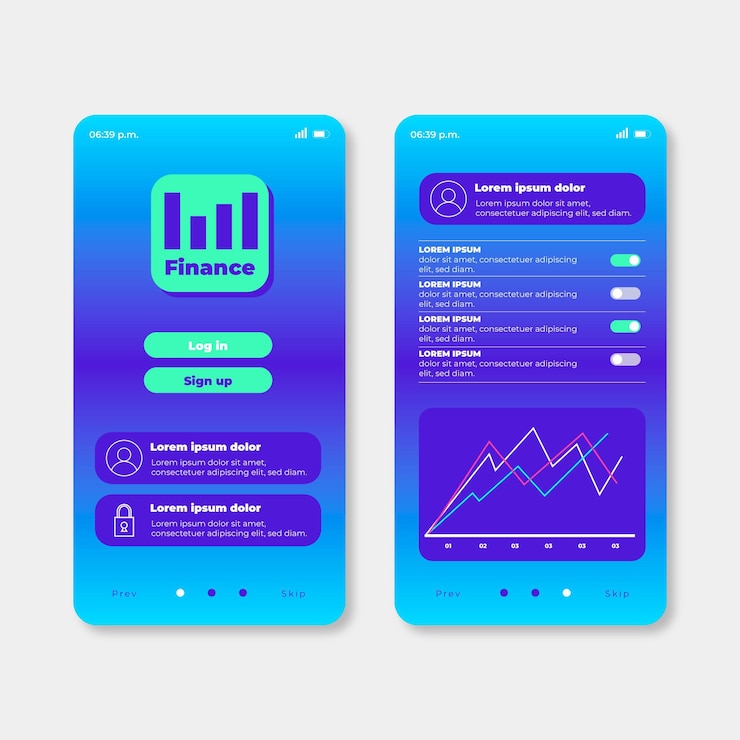 Vector gratuito colección de plantillas de interfaz de aplicaciones bancarias