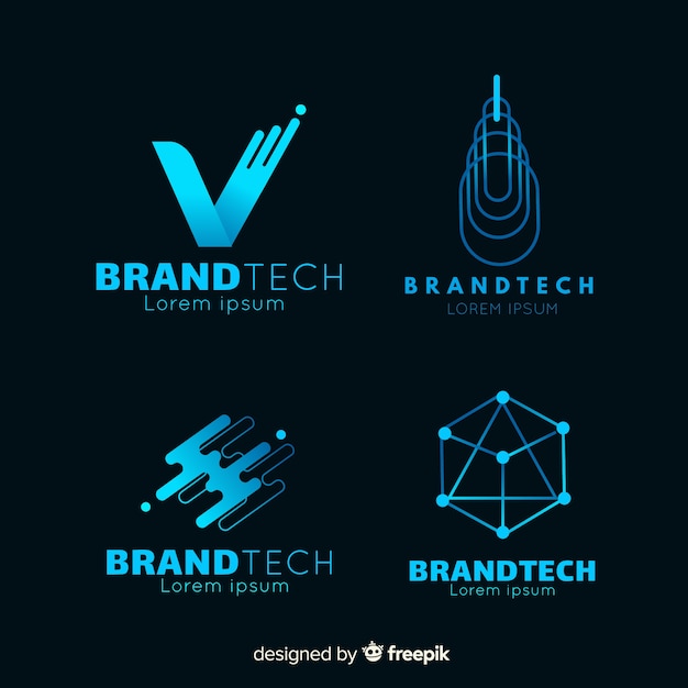 Colección de plantillas de logo de tecnología con degradado