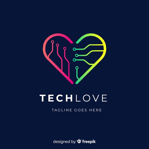 Colección de plantillas de logo de tecnología con degradado