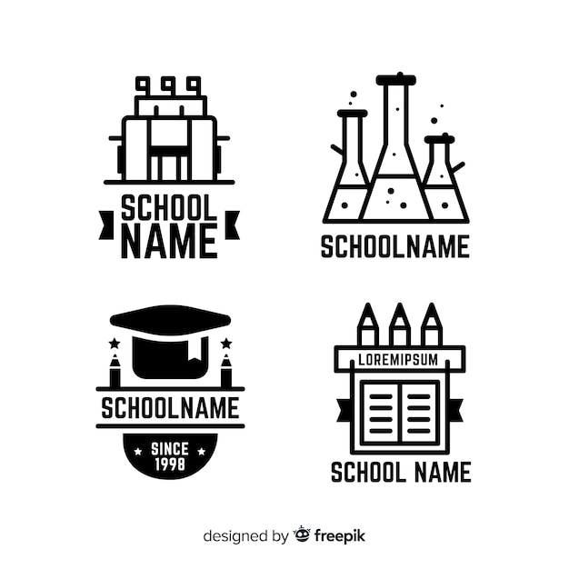 Colección de plantillas de logos de colegio en diseño plano