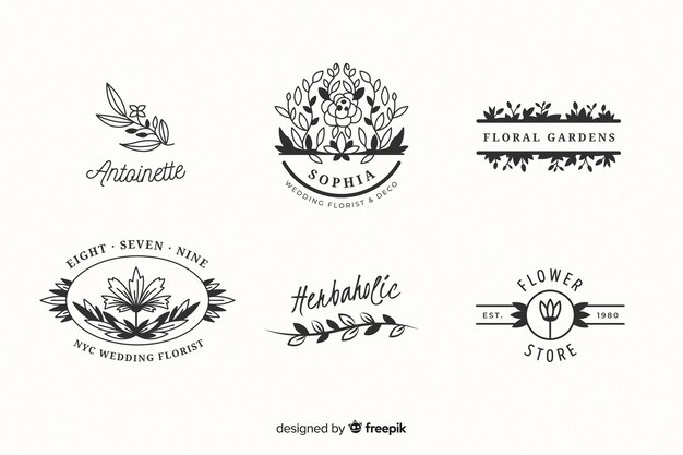 Colección de plantillas de logos florales de boda