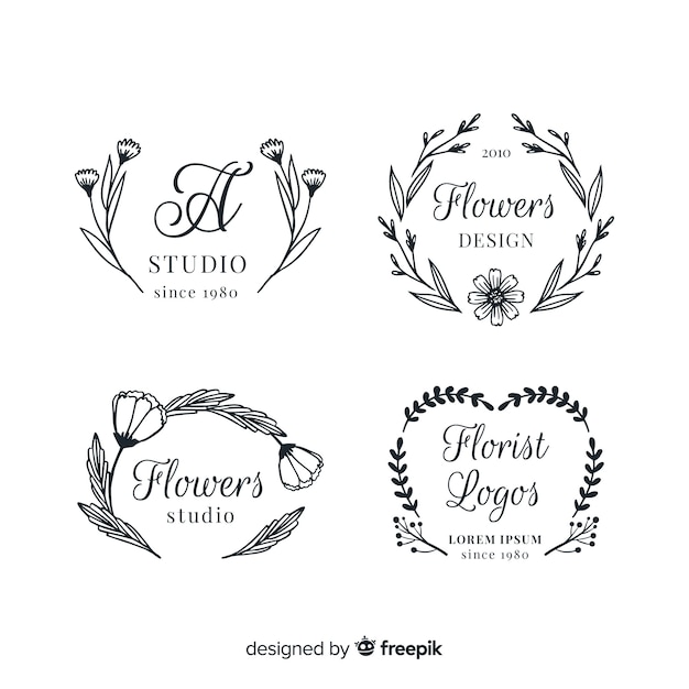 Vector gratuito colección de plantillas de logos floristas de boda