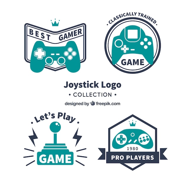 Colección de plantillas de logos de joysticks vintage