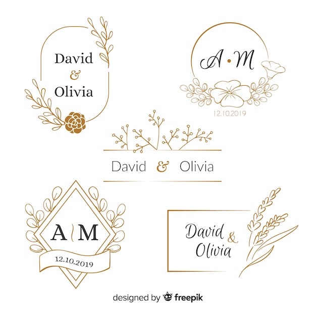 Vector gratuito colección de plantillas de logos monogramas de boda