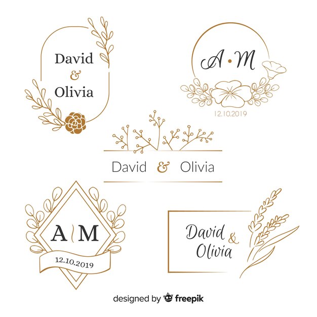 Colección de plantillas de logos monogramas de boda