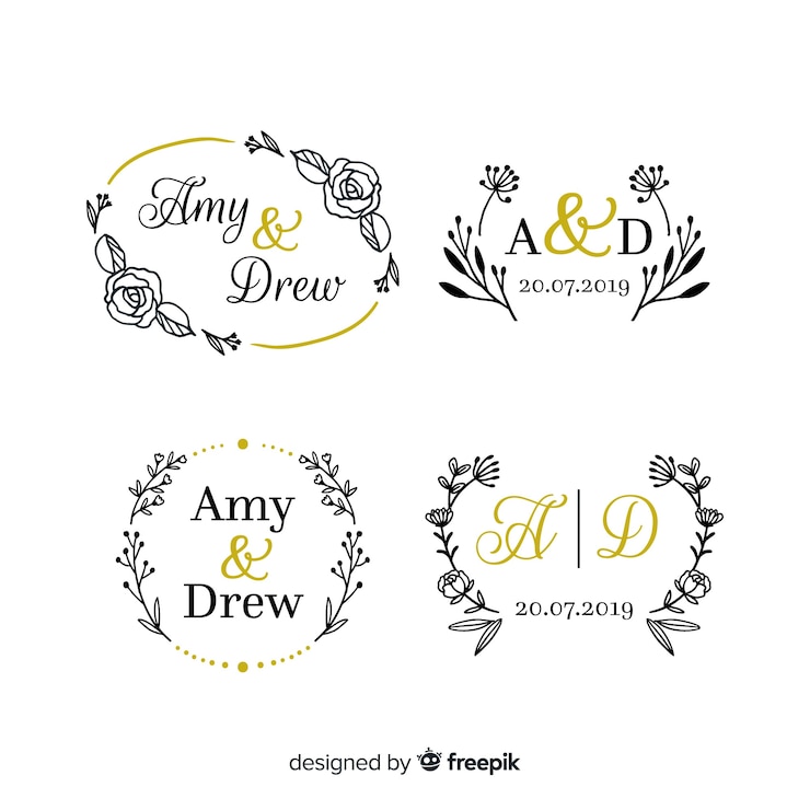 Vector gratuito colección de plantillas de logos monogramas de boda