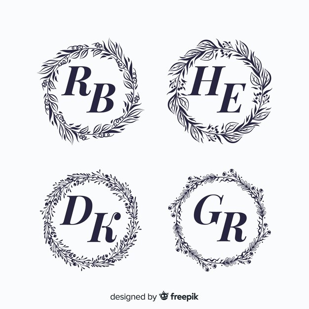 Colección de plantillas de logos monogramas de boda