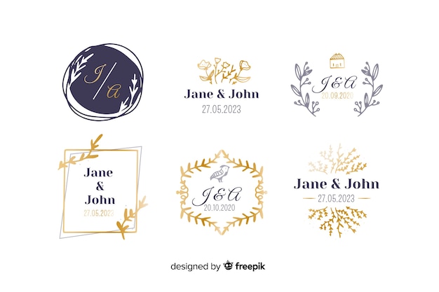 Vector gratuito colección de plantillas de logos monogramas de boda