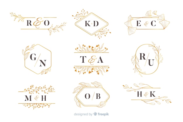 Colección de plantillas de logos monogramas de boda