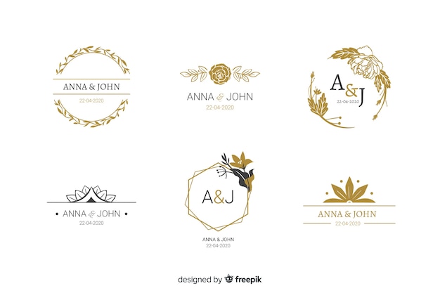 Colección de plantillas de logos monogramas de boda