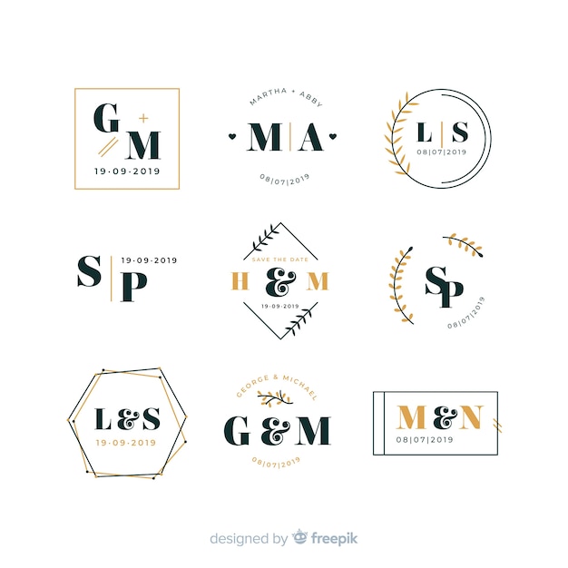 Vector gratuito colección de plantillas de logos monogramas de boda