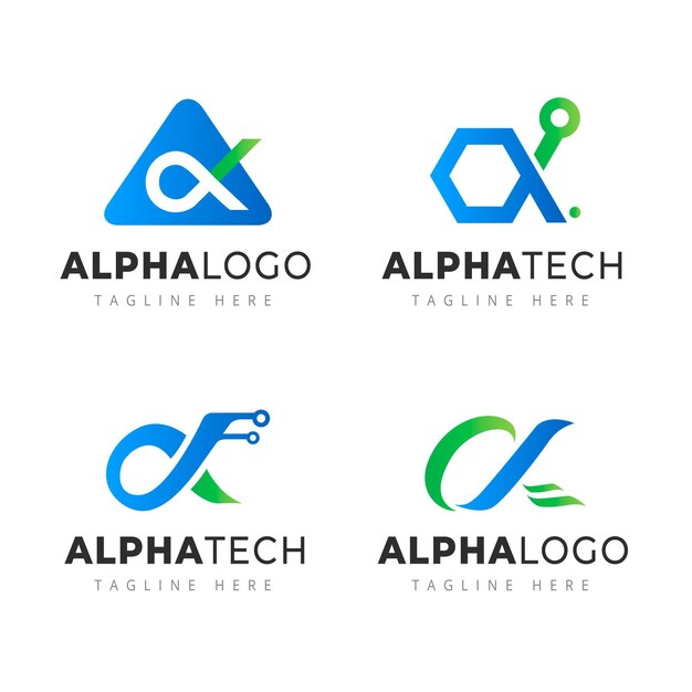 Colección de plantillas de logotipo alfa degradado