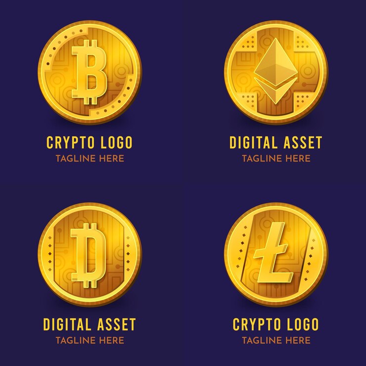 Vector gratuito colección de plantillas de logotipo degradado de bitcoin