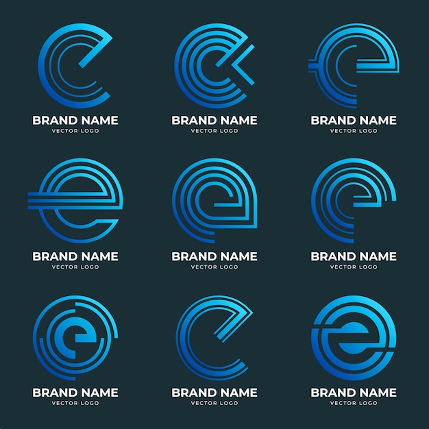 Colección de plantillas de logotipo degradado o