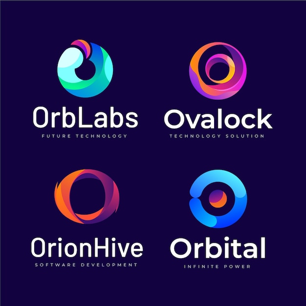 Colección de plantillas de logotipo degradado o