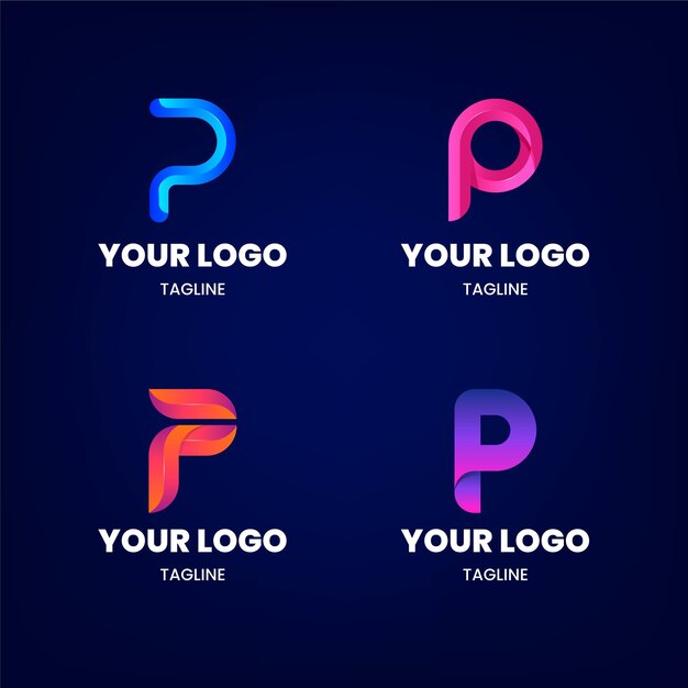 Colección de plantillas de logotipo degradado p