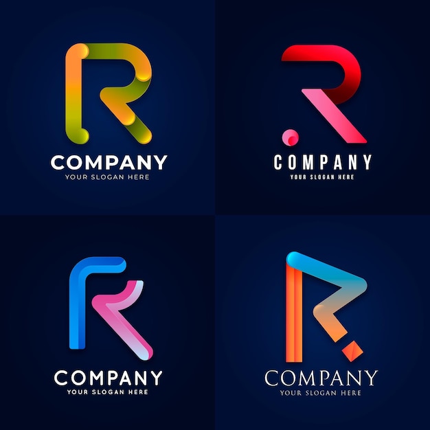 Vector gratuito colección de plantillas de logotipo degradado r