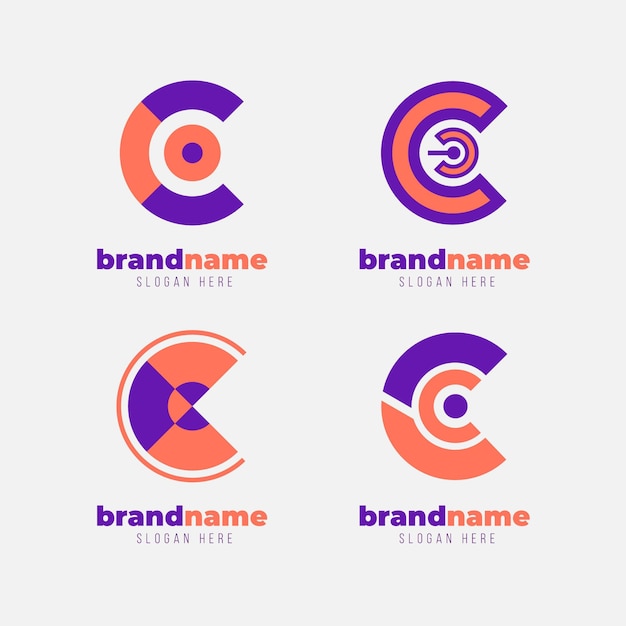 Vector gratuito colección de plantillas de logotipo de diseño plano c