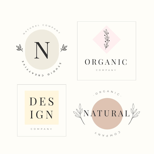Colección de plantillas de logotipo empresarial natural en estilo minimalista