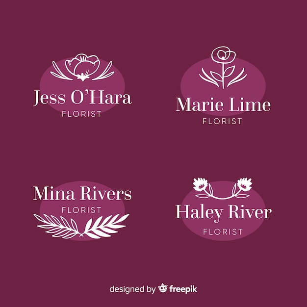 Colección de plantillas de logotipo de floristería de boda