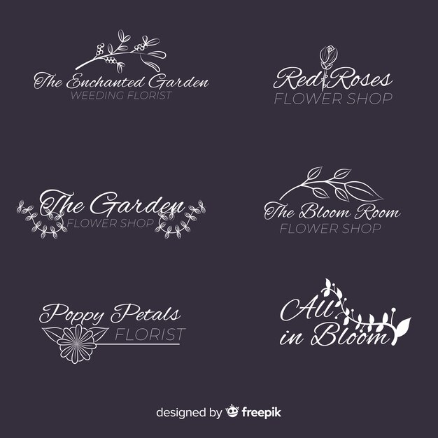 Colección de plantillas de logotipo de floristería de boda