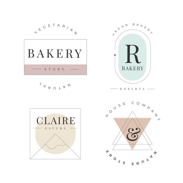 Colección de plantillas de logotipo minimalista con colores pastel