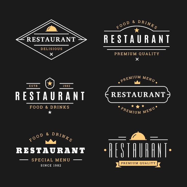 Colección de plantillas de logotipo retro de restaurante