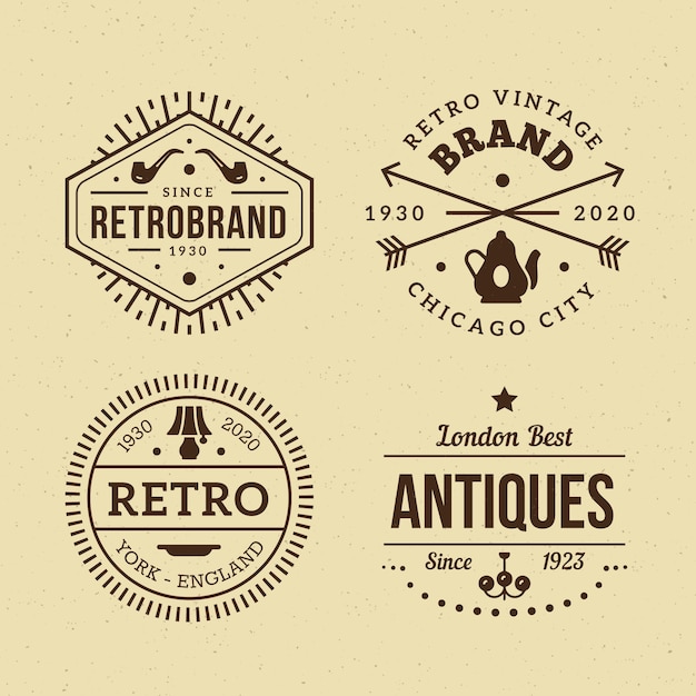 Vector gratuito colección de plantillas de logotipo retro