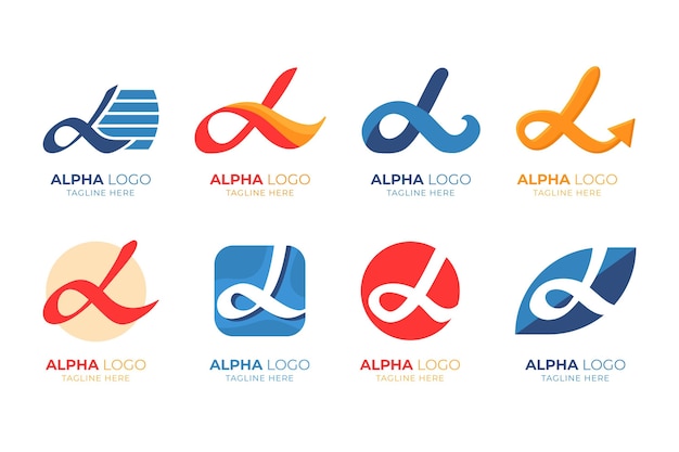 Vector gratuito colección de plantillas de logotipos alfa