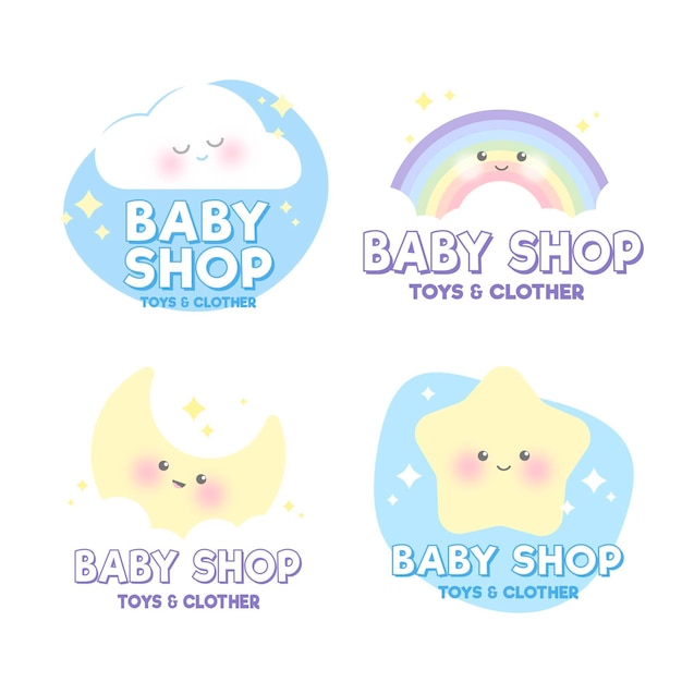 Colección de plantillas de logotipos de bebés en colores pastel
